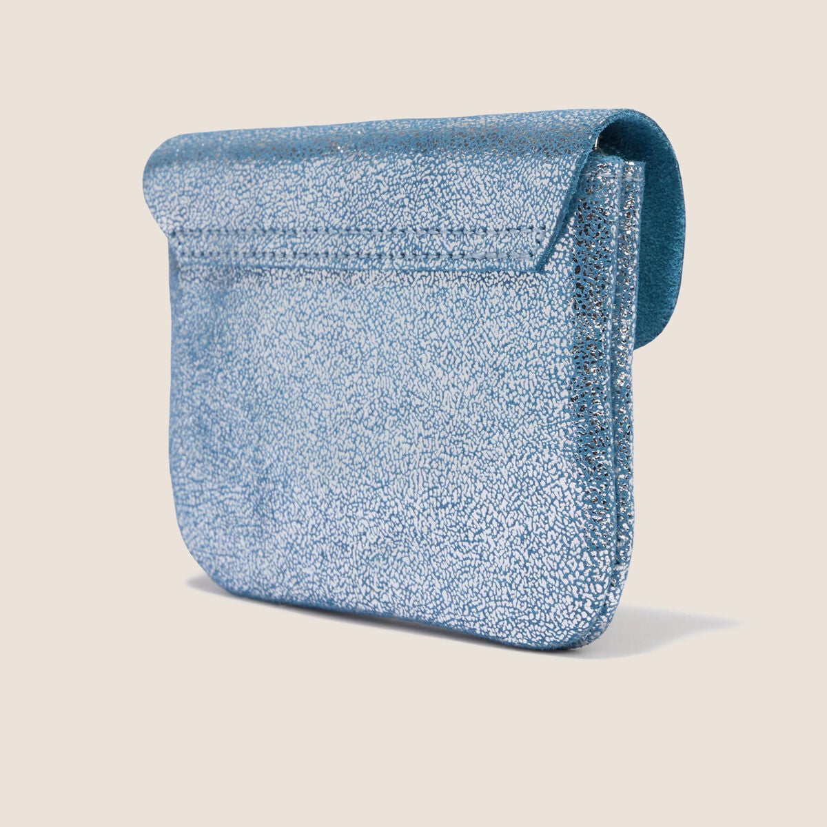 Porte-monnaie en cro&ucirc;te de cuir bleu roi femme