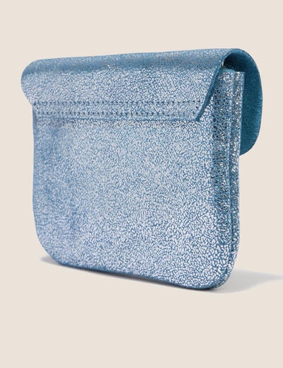 Porte-monnaie en cro&ucirc;te de cuir bleu roi femme