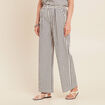 Pantalon large taille haute bleu foncé femme