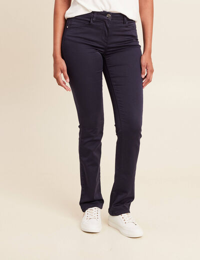 pantalon taille basculée bleu foncé femme