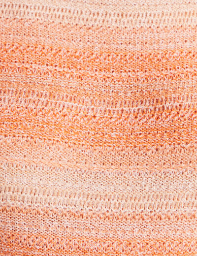 Pull col rond manches courtes orange fluo femme