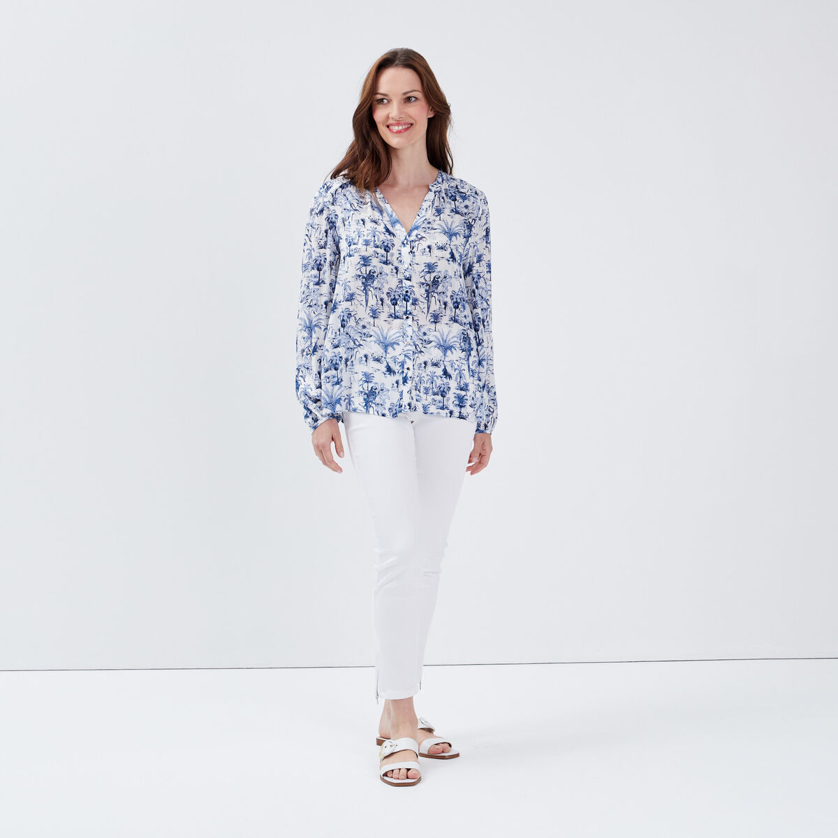Chemise manches longues blanc femme