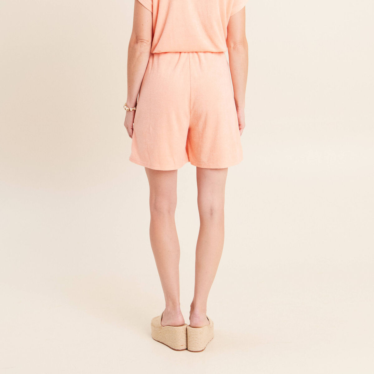 Short taille haute orange abricot femme