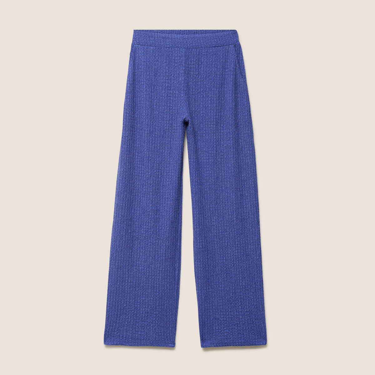 Pantalon large taille haute bleu roi femme