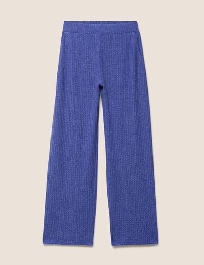 Pantalon large taille haute bleu roi femme