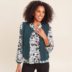 Gilet sans manches bouclette poches vert fonc&eacute; femme