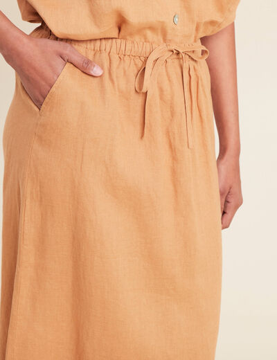 Jupe longue trapèze beige femme