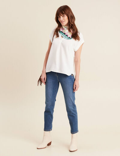 Jean droit 7/8ème à pont denim stone femme