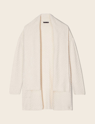 Gilet manches longues creme femme
