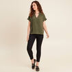 Blouse manches courtes vert kaki femme
