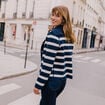 Gilet r&eacute;versible en maille bleu femme