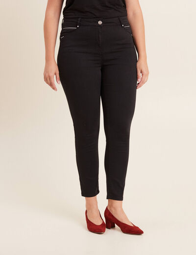Pantalon ajusté taille haute noir femme