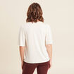 T-shirt manches courtes brodé ecru femme