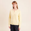Gilet manches longues col rond jaune pastel femme