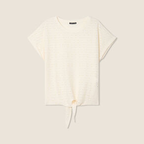 blouse manches courtes nouee ecru femme Blouse manches courtes nouée ecru femme