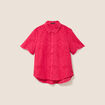 Chemise manches courtes brod&eacute;e rose fushia femme