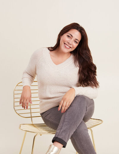 Pull manches longues couleur or femme