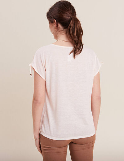 T-shirt manches courtes ecru femme