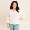 Pull col tunisien manches 3/4 ecru femme