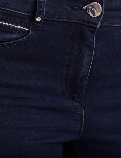 Jean ajusté taille haute denim brut femme