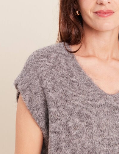 Pull sans manches gris fonc&eacute; femme
