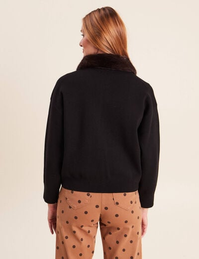 Gilet doubl&eacute; col chemise noir femme