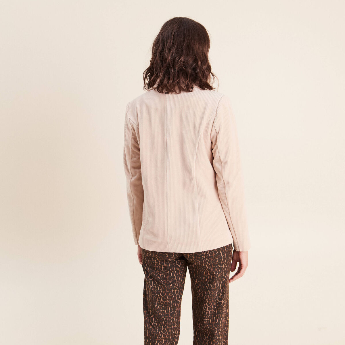 Veste tailleur velours sable femme