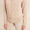 Gilet droit mi-long &agrave; capuche creme femme