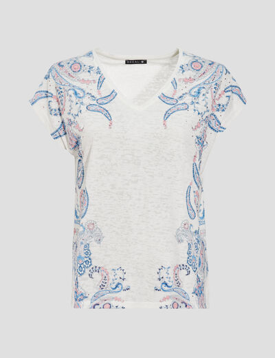 T-shirt manches courtes ecru femme