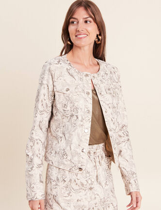 Veste cintr&eacute;e r&eacute;versible manches longues blanc femme