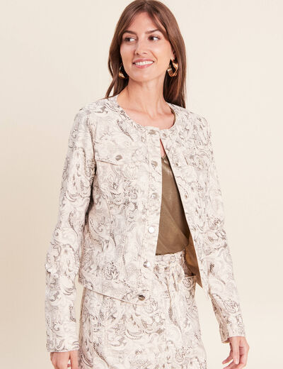 Veste cintr&eacute;e r&eacute;versible manches longues blanc femme