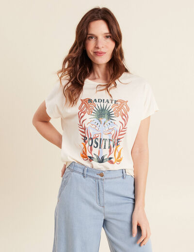 T-shirt manches courtes ecru femme