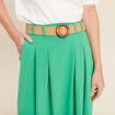 Jupe longue évasée ceinturée vert femme
