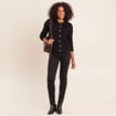 Gilet droit mi-long col rond noir femme
