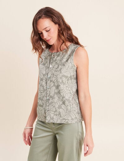 T-shirt r&eacute;versible sans manches gris femme