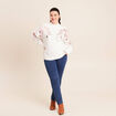 Pull col rond manches longues sequins ecru femme