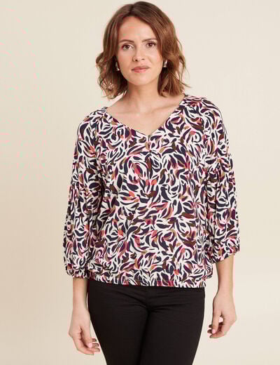Blouse manches 3/4 rose femme