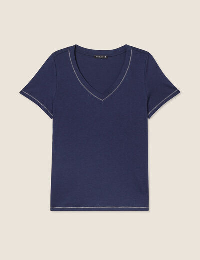 T-shirt manches courtes bleu marine femme