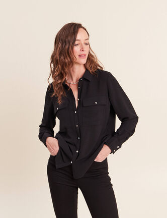 Chemise manches longues noir femme