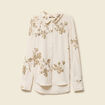 Chemise &agrave; sequins manches longues ecru femme