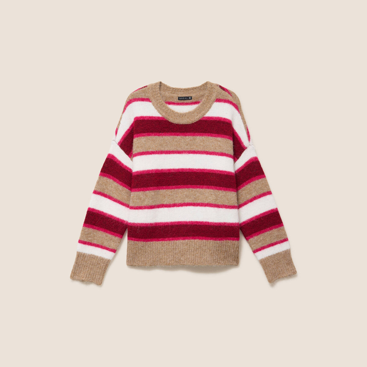 Pull col rond rose femme