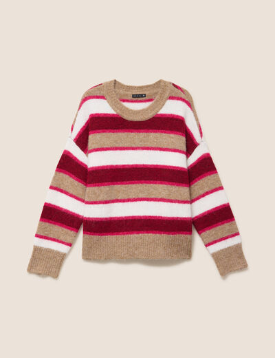 Pull col rond rose femme