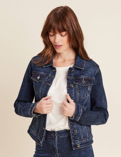 Veste en jeans strass denim stone femme