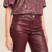 Pantalon enduit coupe large bordeaux femme