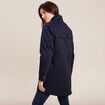 Parka cintr&eacute;e capuche fourrure bleu fonc&eacute; femme