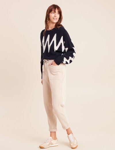 Pantalon coupe mom en velours sable femme