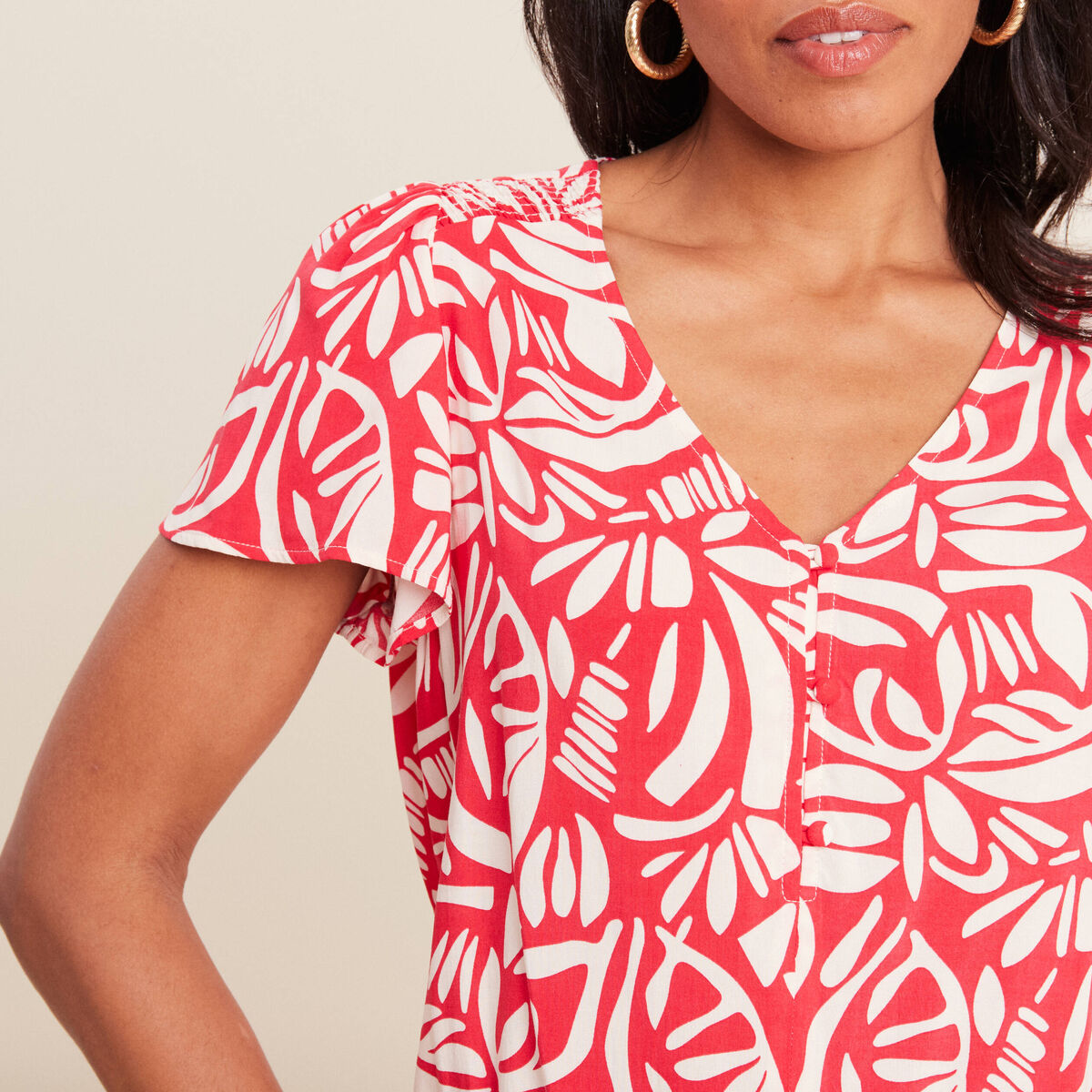 Blouse manches courtes rouge femme