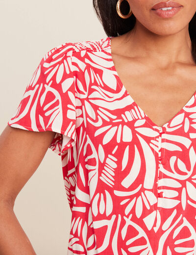 Blouse manches courtes rouge femme