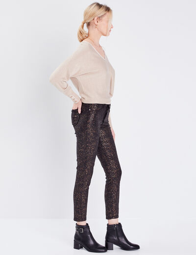 Pantalon ajusté réversible noir femme