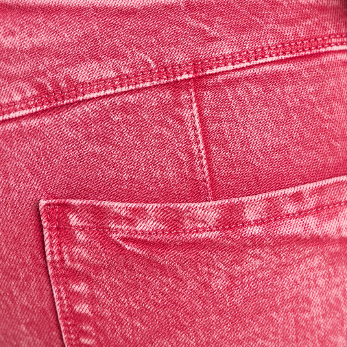 Jean coupe droite taille bascul&eacute;e rose fushia femme